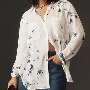 Anthropologie Pilcro Blue Bird Long Sleeve Blouse